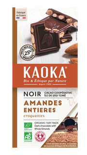 Kaoka Chocolat noir 66% cacao + amandes bio 180g - 1662
